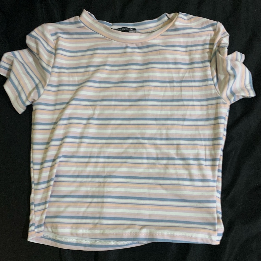 Cute trans flag colored form fitting top!